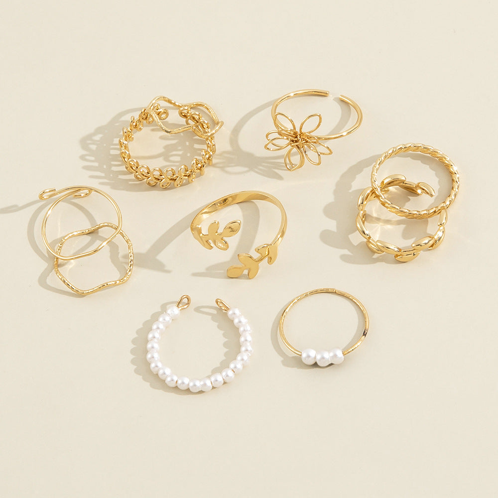 Glossy Bloom: Flower Ring Set