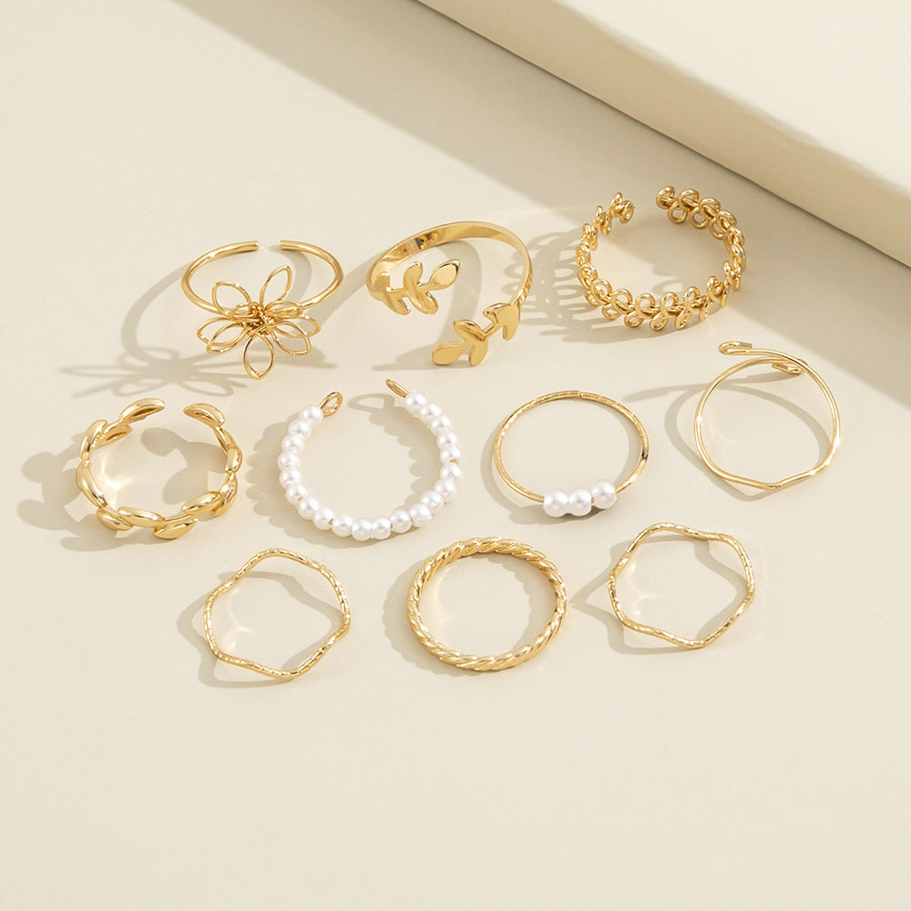 Glossy Bloom: Flower Ring Set