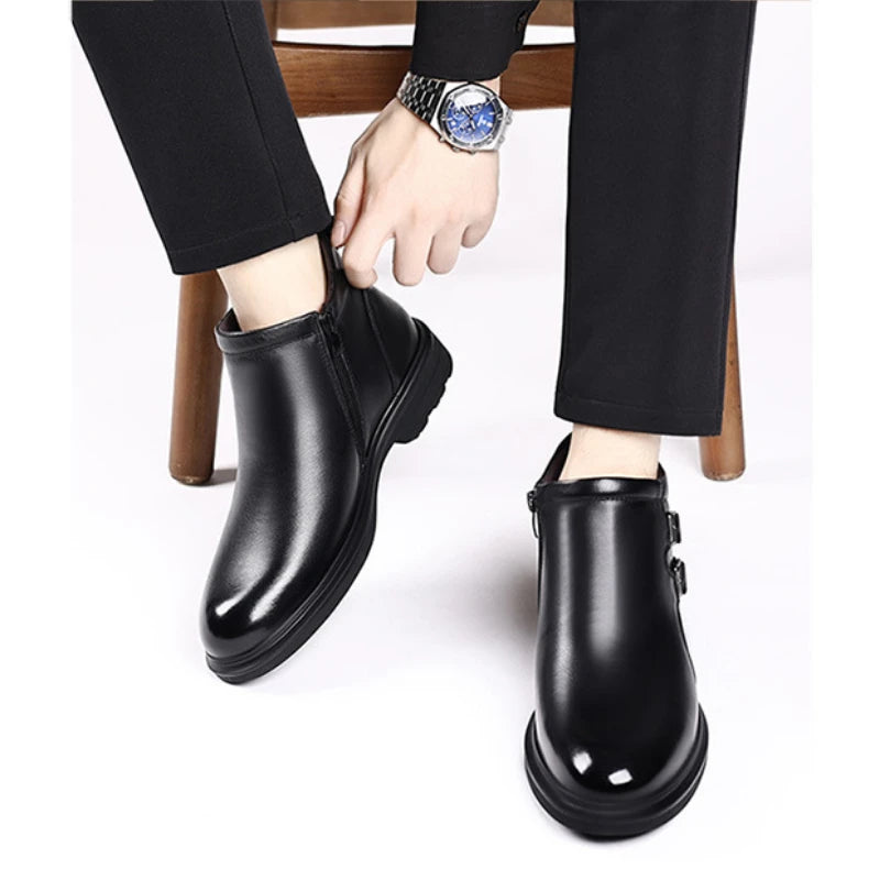 Harrington Leather Boots with Wool Lining