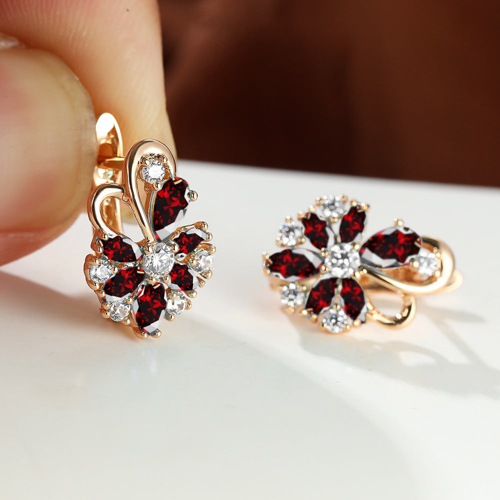 Elegant Rose Zircon Earrings