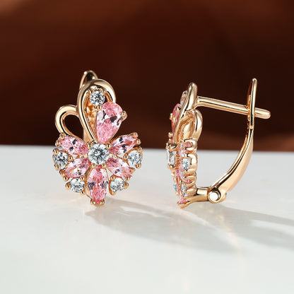 Elegant Rose Zircon Earrings