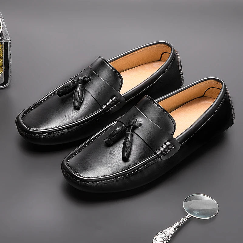 Noble Tassel Leather Loafers